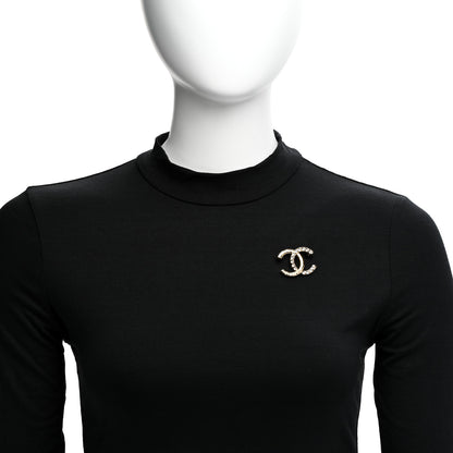 Chanel Metal Crystal CC Brooch Light Gold 2 of 5