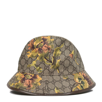 Gucci GG Supreme Monogram Azalea Calfskin Dusty Carnation Retro Interlocking G Bucket Hat S Beige Ebony Multicolor 6 of 10