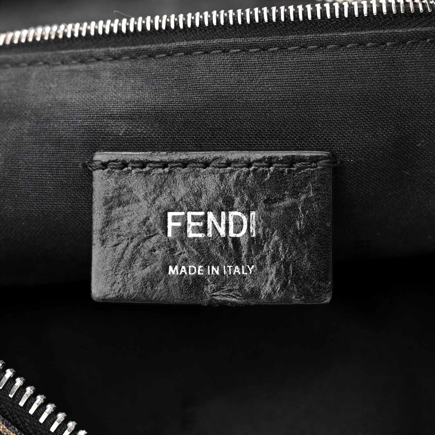 Fendi Glazed Fabric Vitello Liberty FF 1974 Diagonal Belt Bag Tobacco Moresco Black 6 of 10
