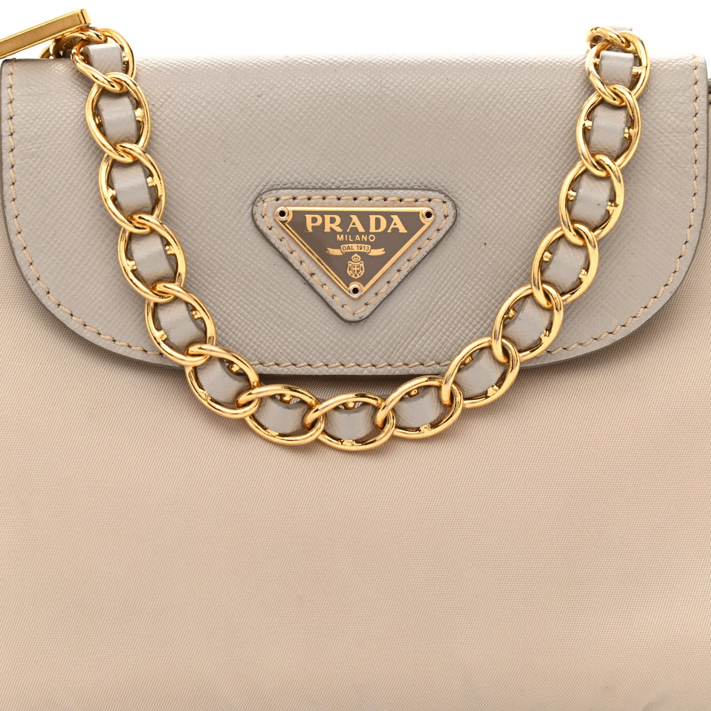 Tessuto Nylon Saffiano Crossbody Bag Talco