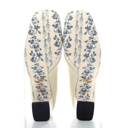 Gucci Malaga Kid GG Victoire 55mm Loafer Pumps 37 Vintage White 6 of 11