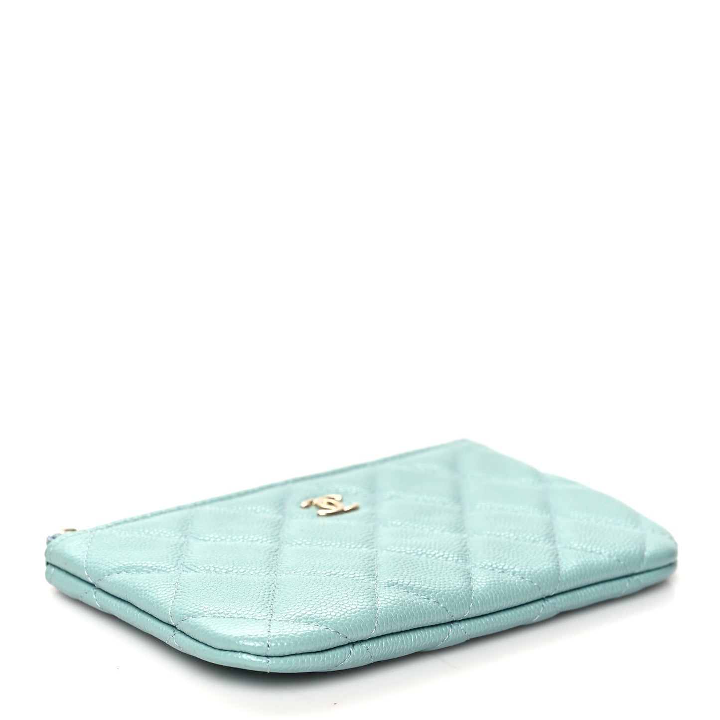 Caviar Quilted Small Cosmetic Case Light Blue