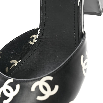 Chanel Lambskin Printed Coco Beach Sandals 40 Black White 9 of 14