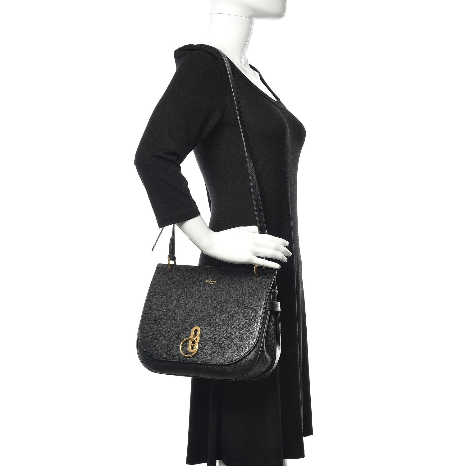 Mulberry Small Classic Grain Calfskin Amberley Satchel Black 2 of 13