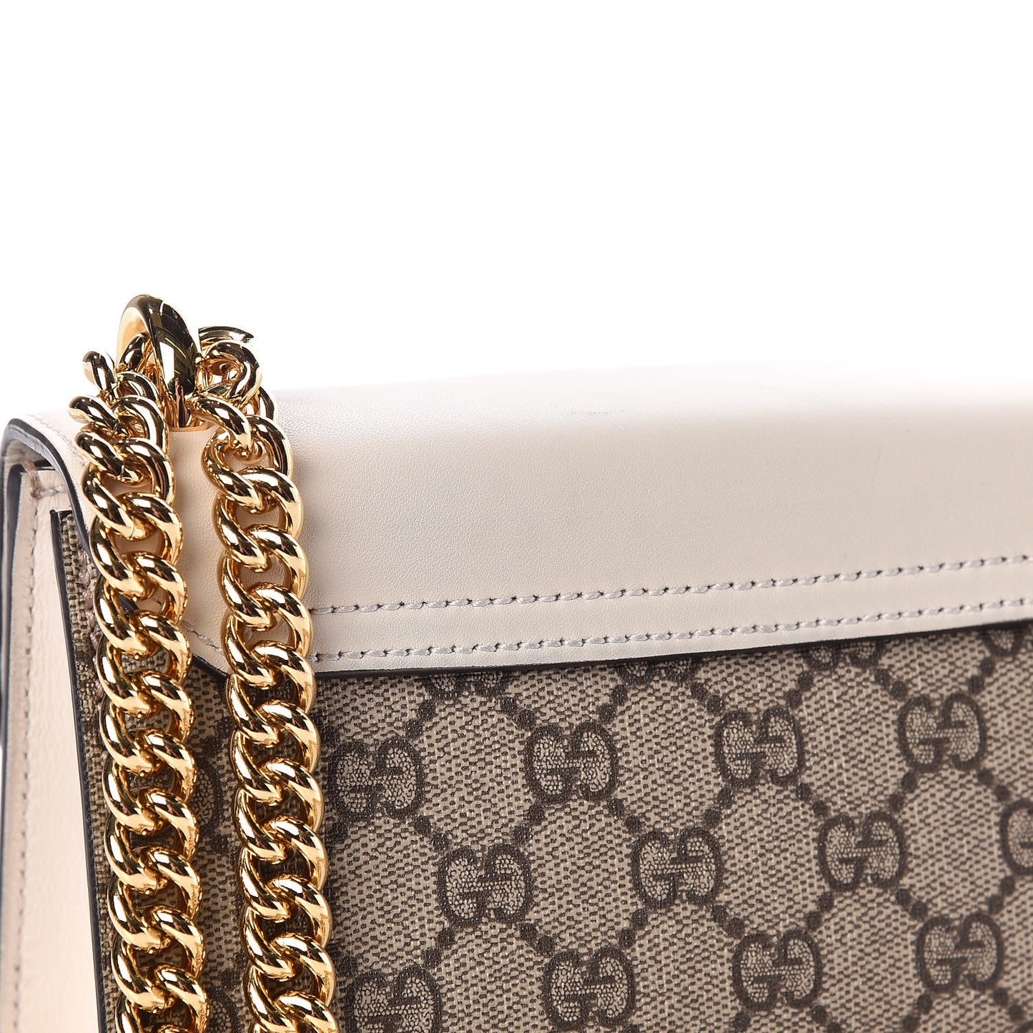 GG Supreme Monogram Studded Small Padlock Shoulder Bag White