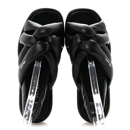 Prada Nappa Padded Blow 20mm Slingback Sandals 37.5 Black 2 of 9