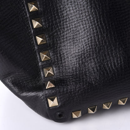 Valentino Garavani Textured Calfskin Medium Rockstud Tote Black 9 of 19