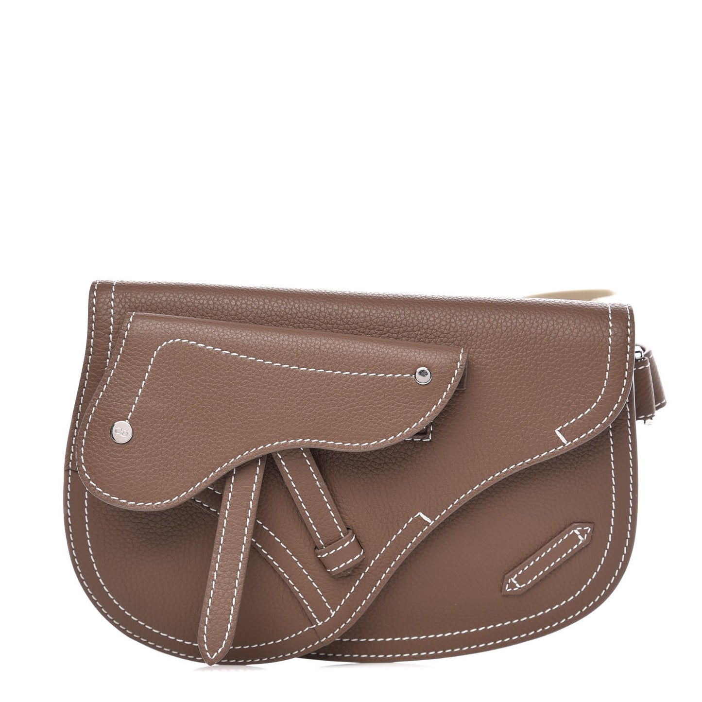 X KAWS Grained Calfskin Saddle Pouch Marron Multicolor
