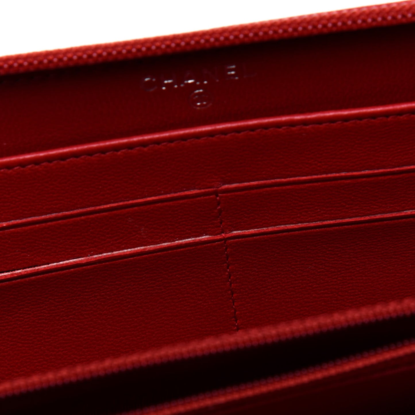 Lambskin Quilted Boy Zip Around Wallet Red