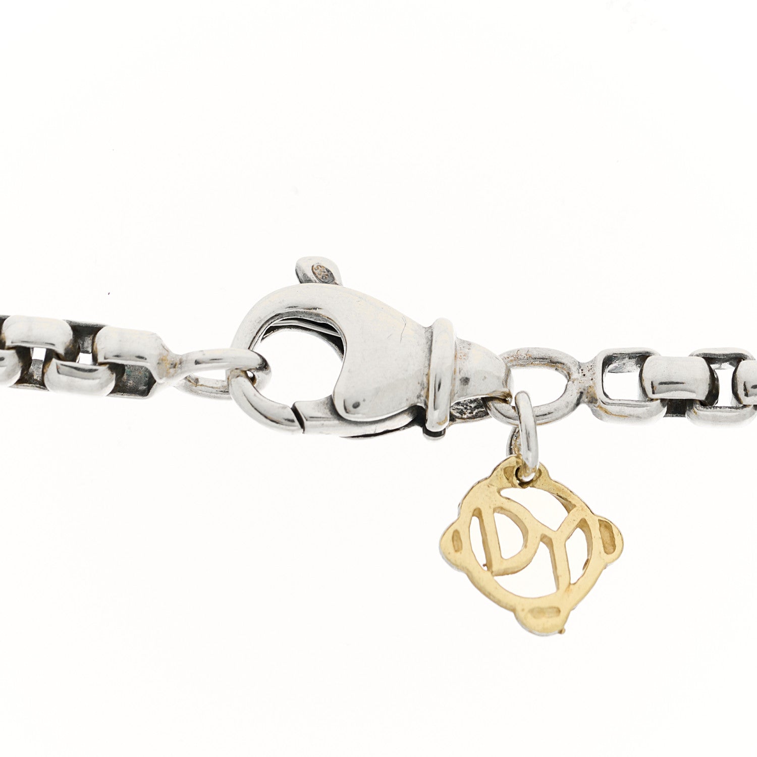 David Yurman Sterling Silver 18K Yellow Gold Blue Topaz 14mm Albion Pendant Box Chain Necklace 6 of 6