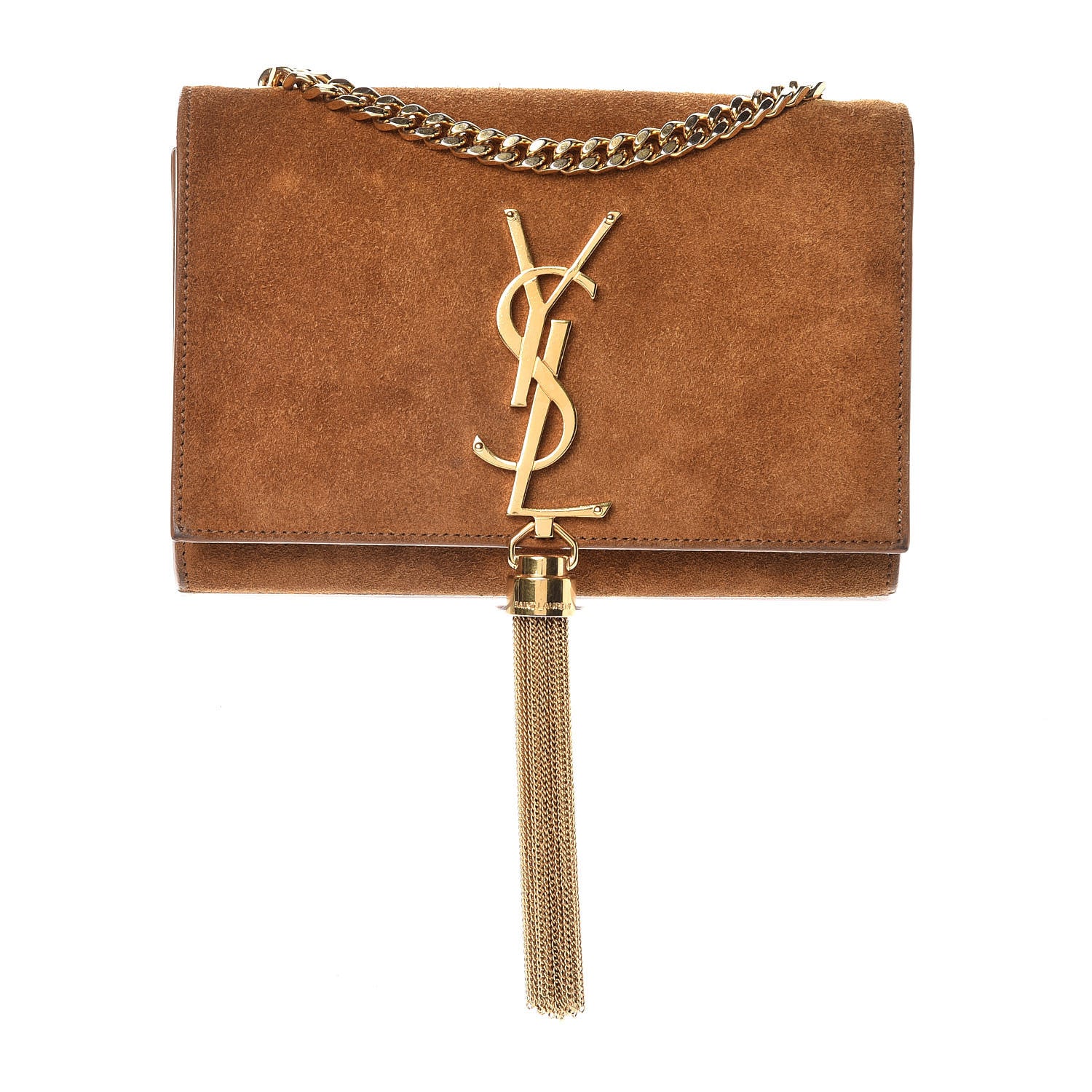 Saint Laurent Suede Small Classic Monogram Kate Tassel Satchel Light Ochre 1 of 21