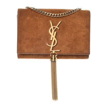 Saint Laurent Suede Small Classic Monogram Kate Tassel Satchel Light Ochre 1 of 21
