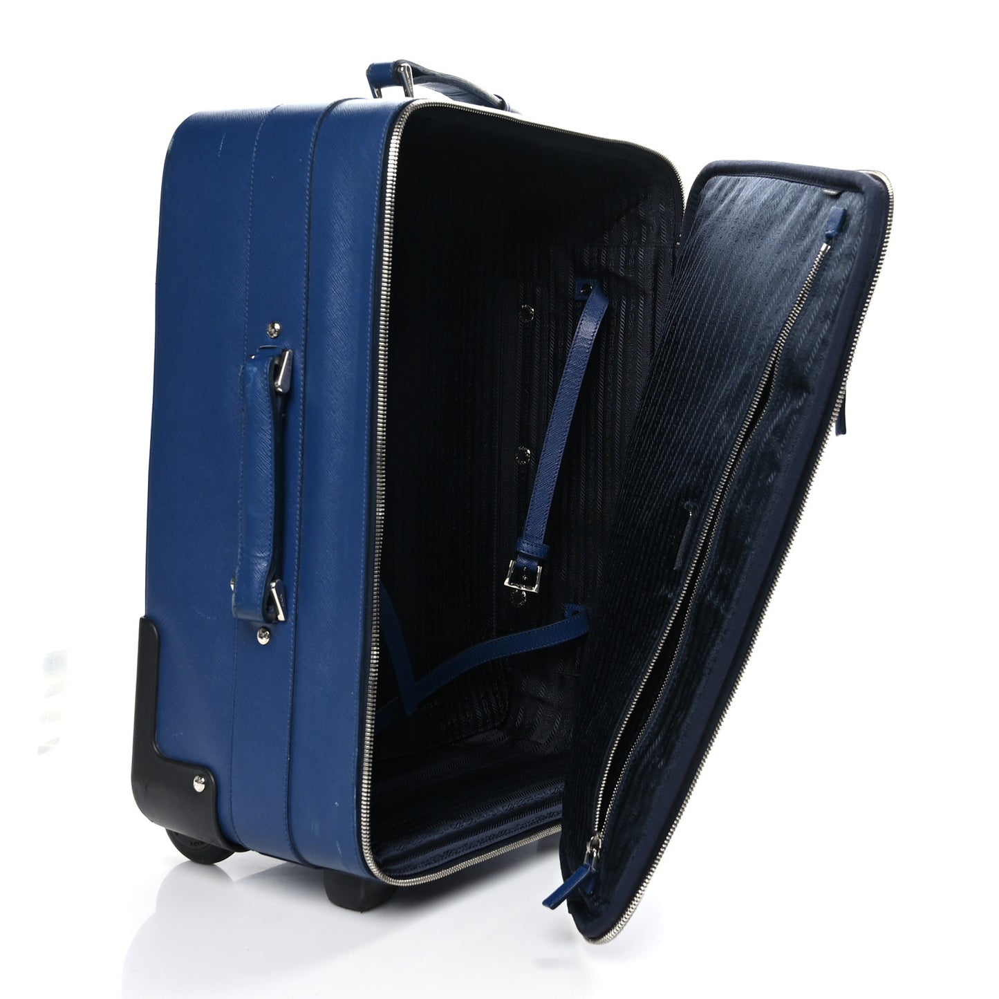 Saffiano Travel Trolley Luggage Bluette