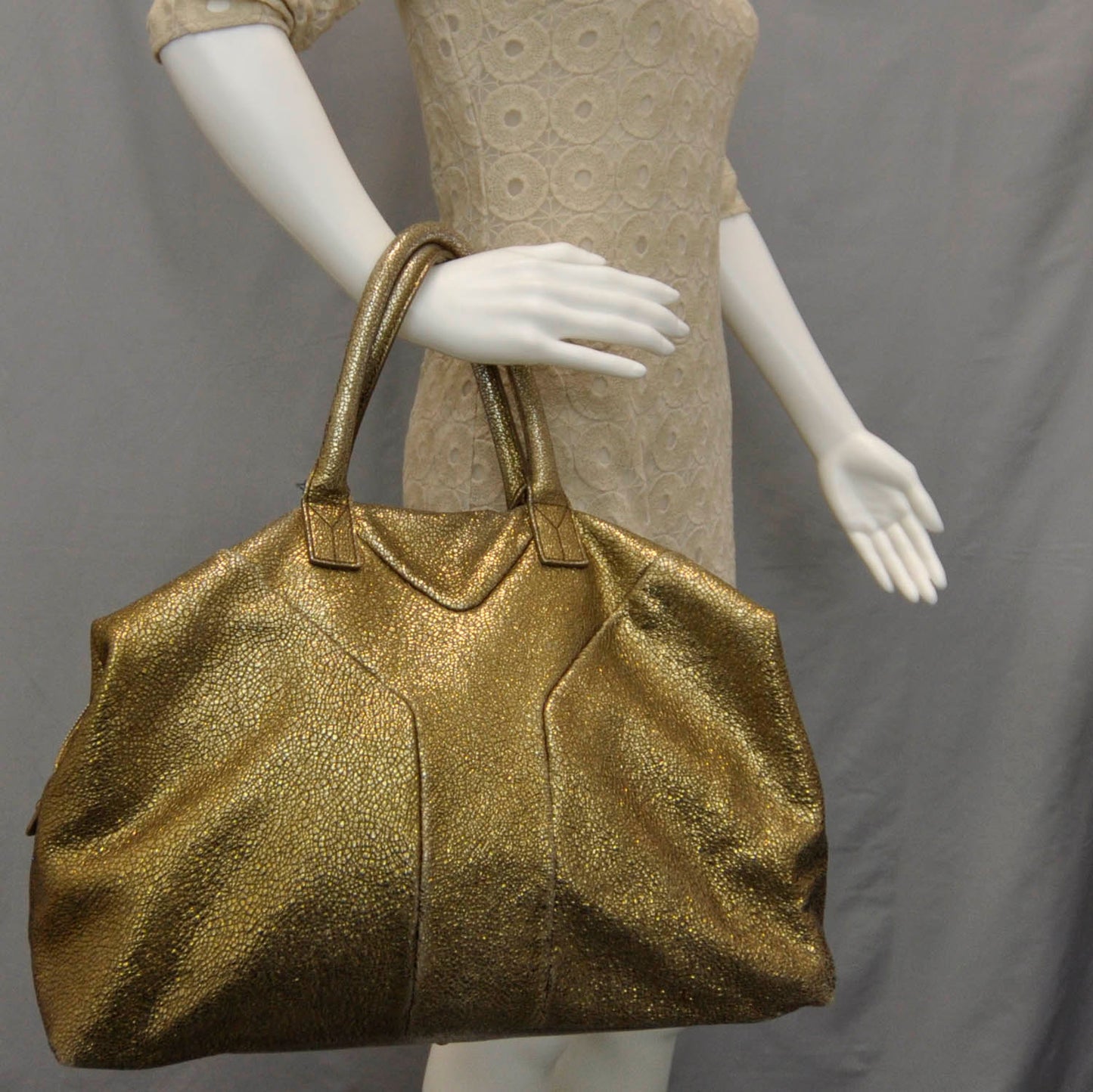 Volcano Crackled Leather Easy Sac Gold