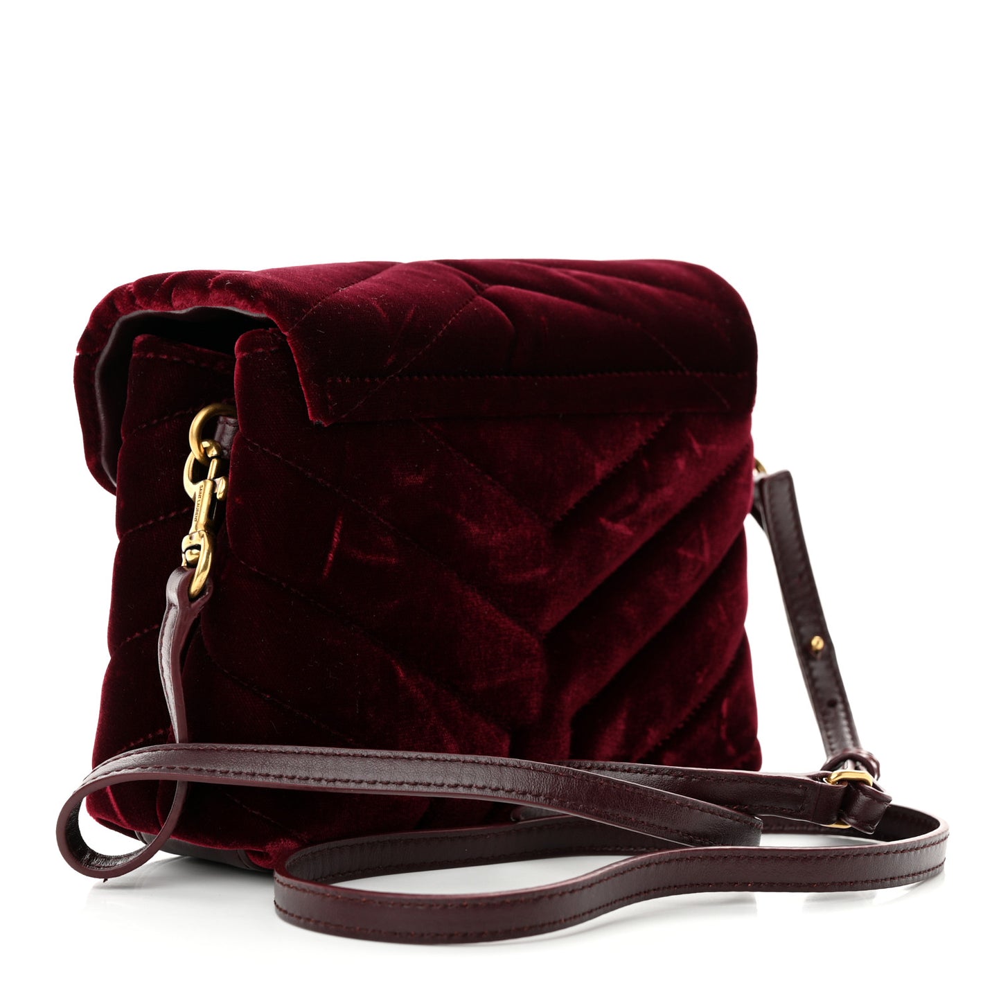 Velvet Y Quilted Monogram Toy Loulou Crossbody Bag French Burgundy