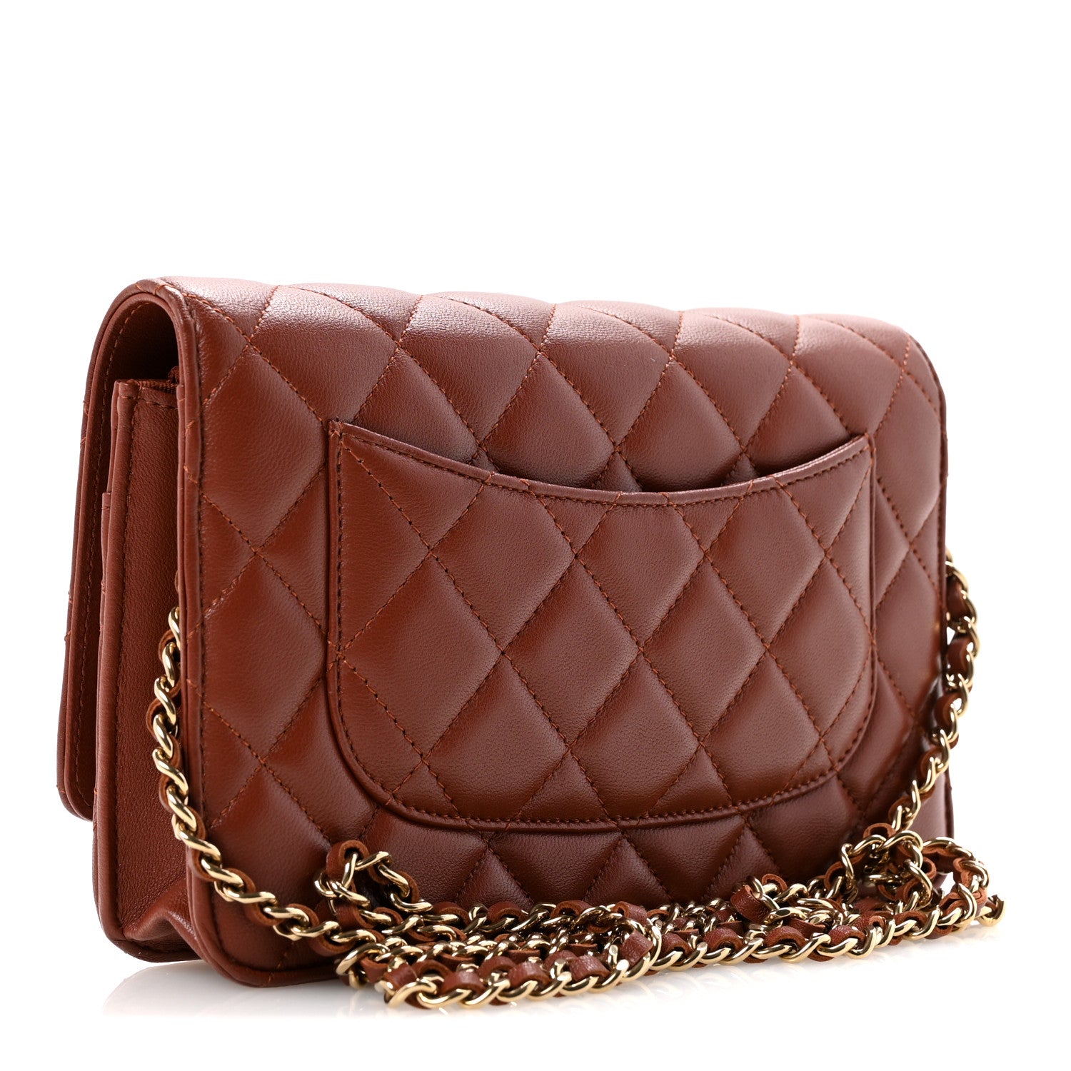 Chanel Lambskin Quilted Wallet On Chain WOC Brown 3 of 11