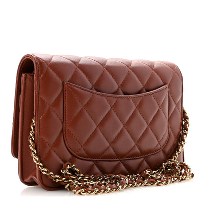 Chanel Lambskin Quilted Wallet On Chain WOC Brown 3 of 11