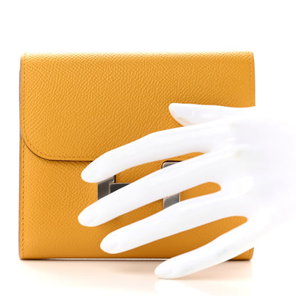 Hermes Epsom Constance Compact Passant Wallet Jaune Ambre 2 of 6