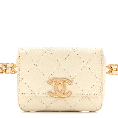 Chanel Shiny Caviar Quilted Chain Melody Belt Bag White 9 of 11