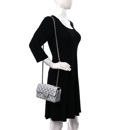 Chanel Metallic Lambskin Quilted Mini Rectangular Flap Silver 2 of 9