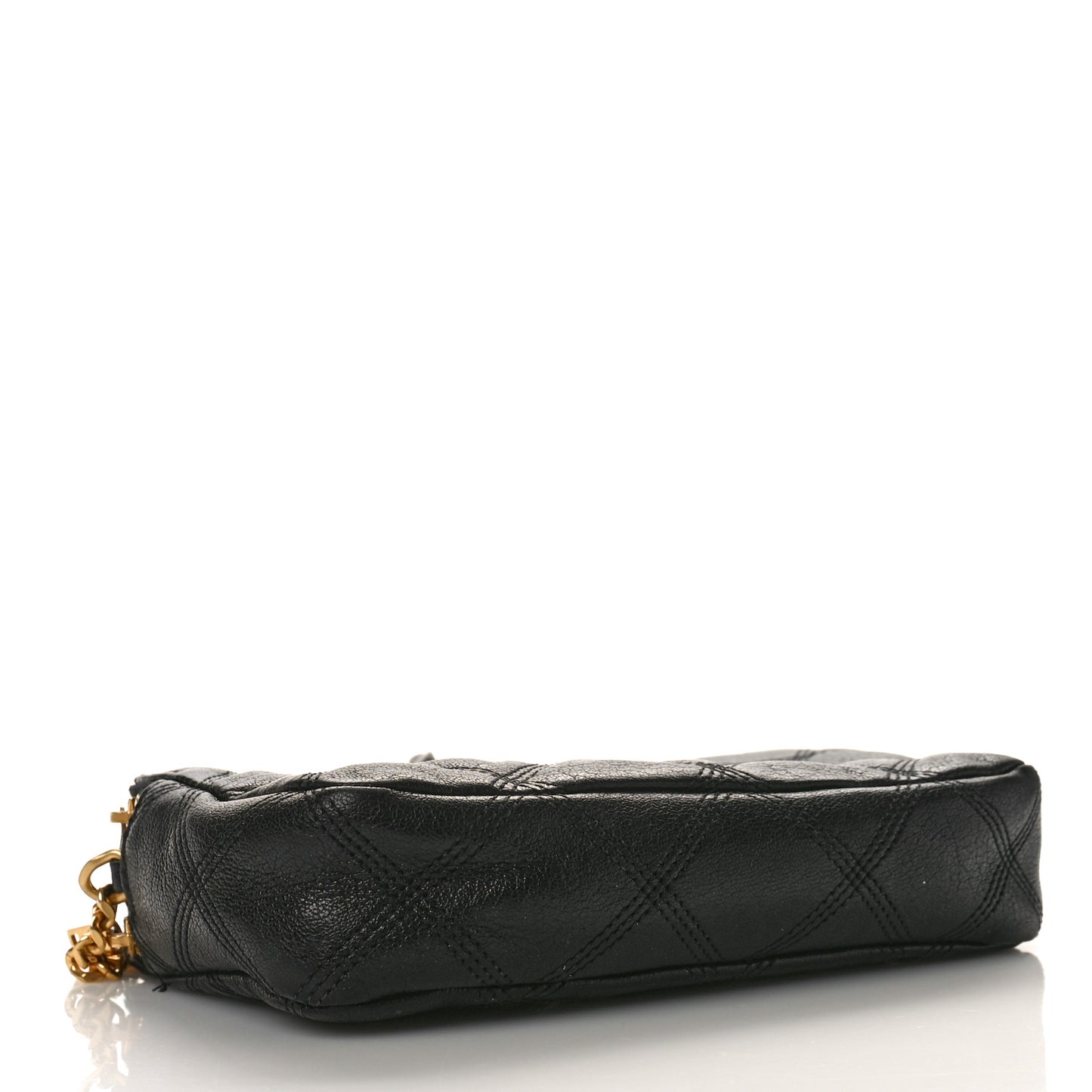 Grained Lambskin Quilted Mini Becky Double Zip Bag Black