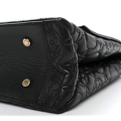 Louis Vuitton Lambskin Flower Quilted Twist Shoulder Bag GM Black 9 of 12