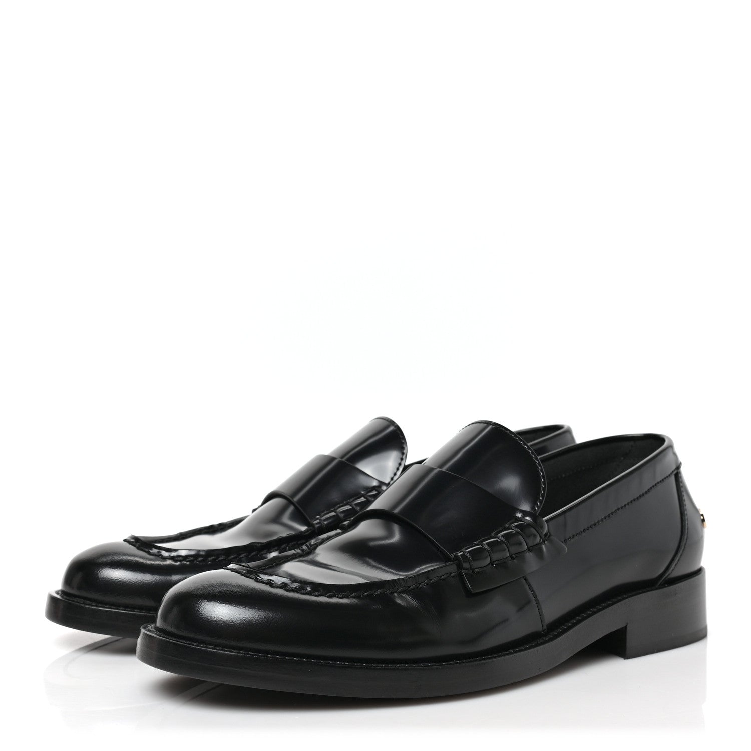 Chanel Shiny Calfskin Logo Loafers 38.5 Black 3 of 9