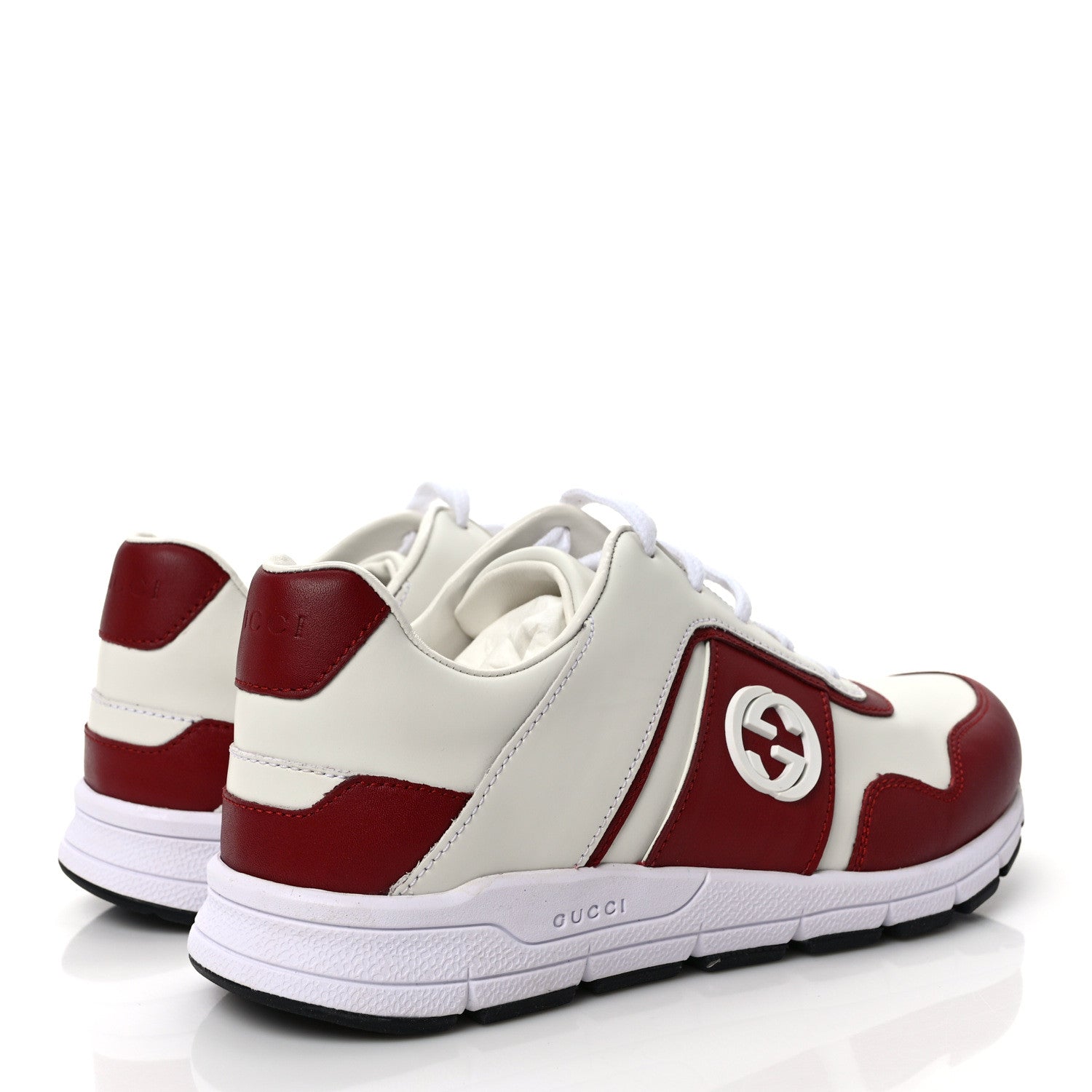 Gucci Calfskin Womens Interlocking G Sneakers 37 White Rosso 4 of 10