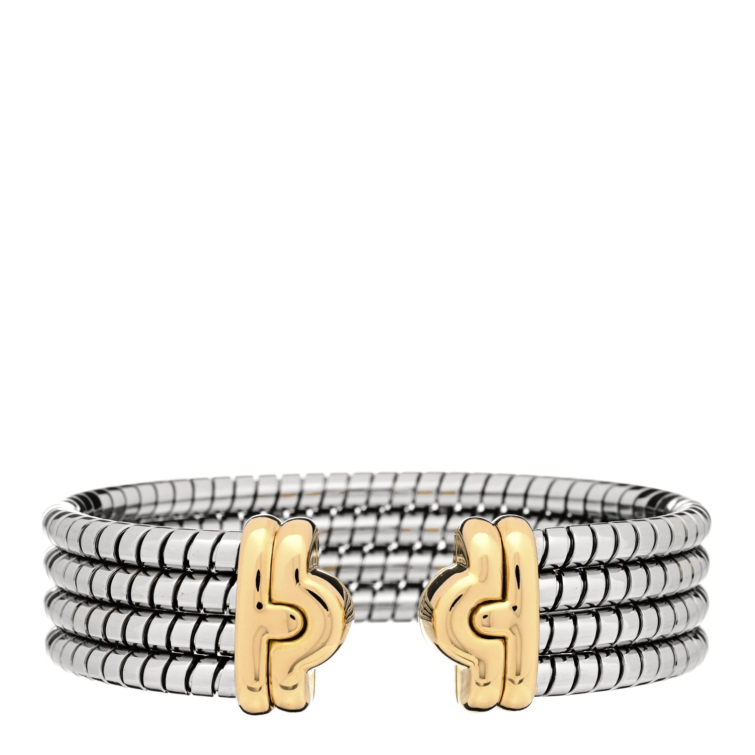 Bulgari 18K Yellow Gold Stainless Steel Parentesi Tubogas Cuff Bracelet 1 of 3