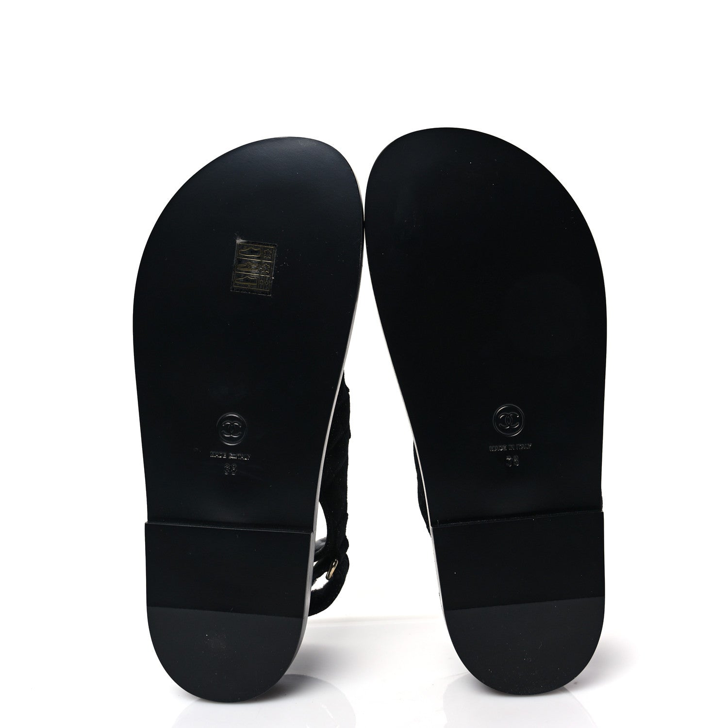 Chanel Suede Calfskin Glitter Crystal Velcro Dad Sandals 38 Black 5 of 9