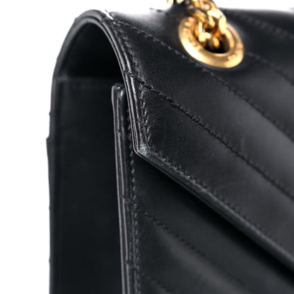 Saint Laurent Smooth Calfskin Matelasse Chevron Large Monogram Satchel Black 25 of 25