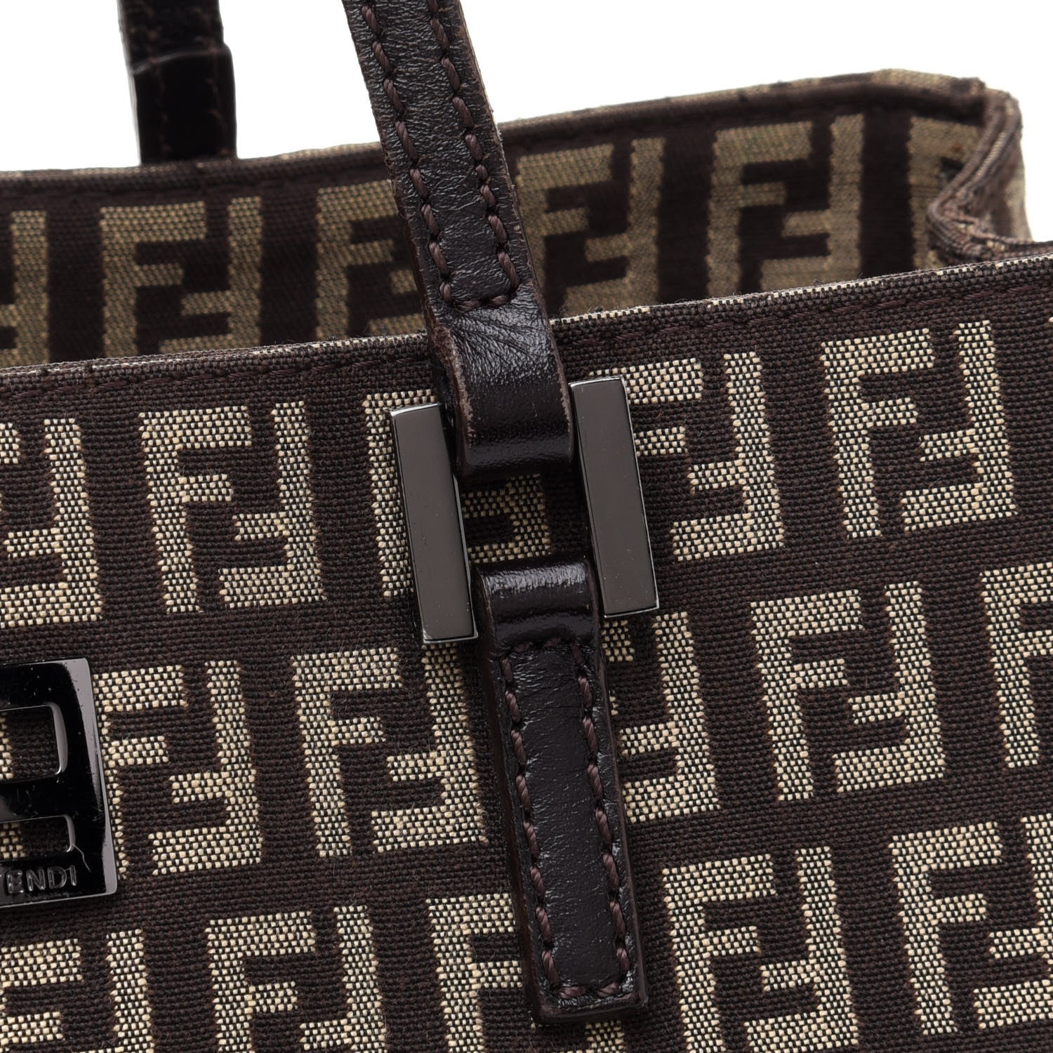 Fendi Zucchino Vitello Small Tote Testa di Moro Beige 17 of 18
