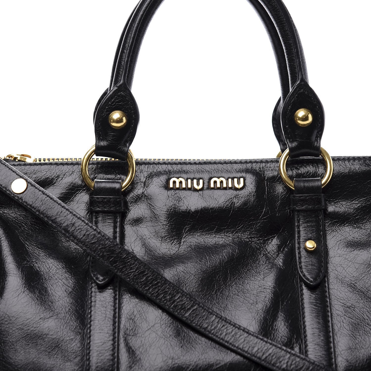 Miu Miu Vitello Shine Double Zip Tote Black 10 of 10