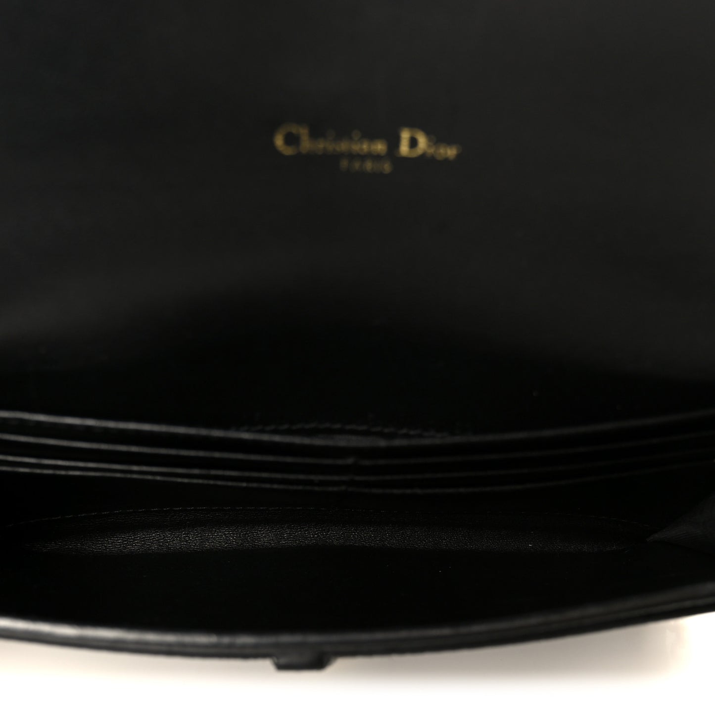 Grained Calfskin Saddle Chain Wallet Pouch Black