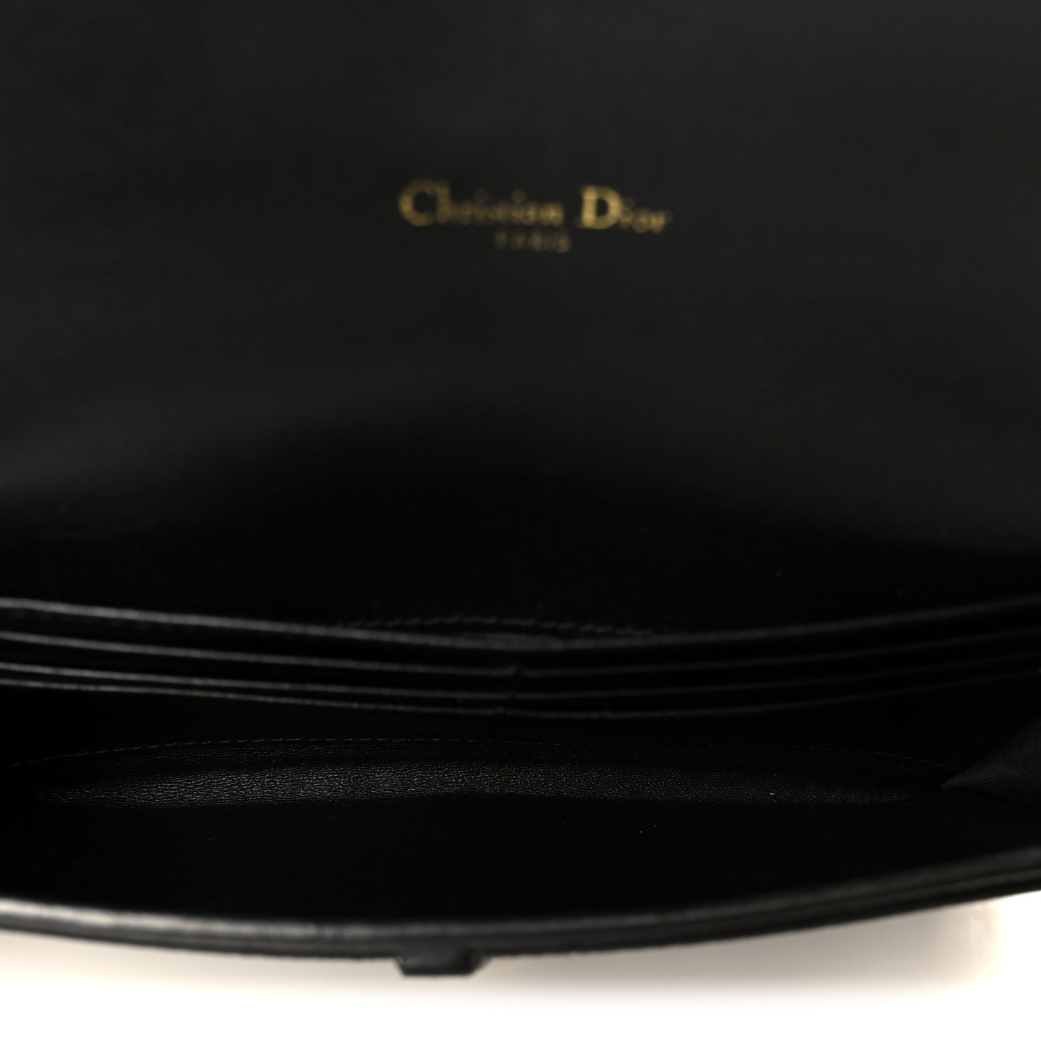 Christian Dior Grained Calfskin Saddle Chain Wallet Pouch Black 6 of 15