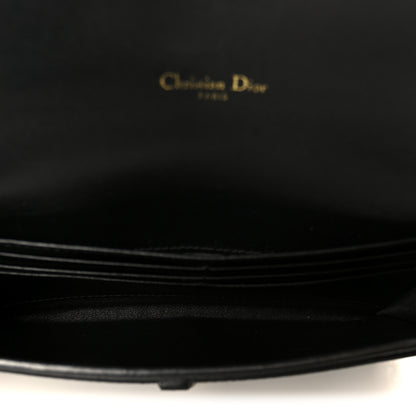 Christian Dior Grained Calfskin Saddle Chain Wallet Pouch Black 6 of 15