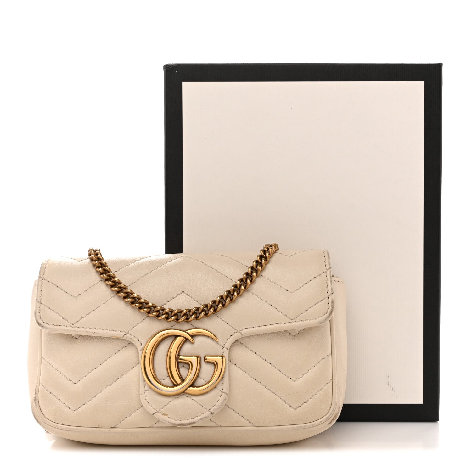 Gucci Calfskin Matelasse Super Mini GG Marmont Shoulder Bag White 17 of 17