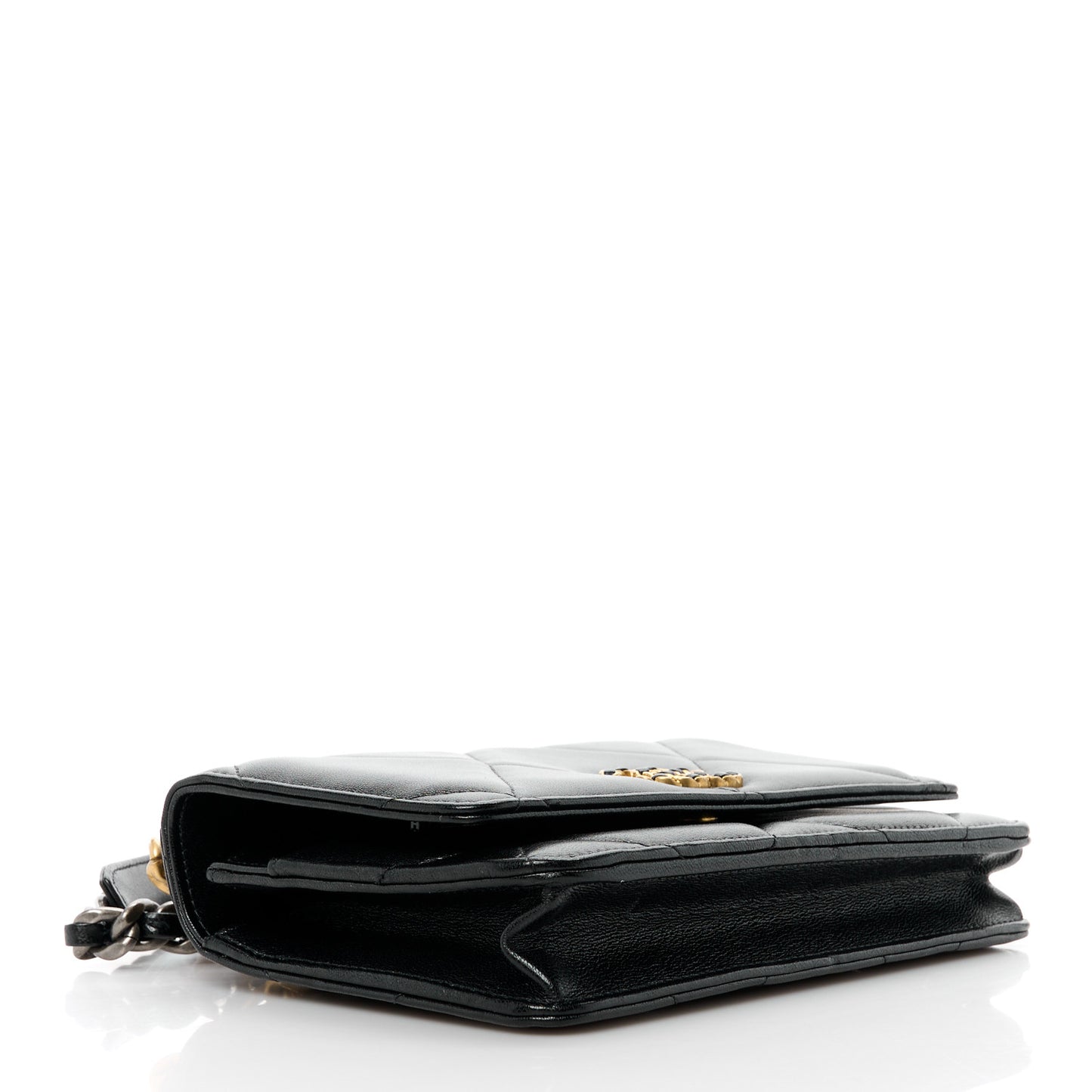 Lambskin Quilted Chanel 19 Wallet On Chain WOC Black