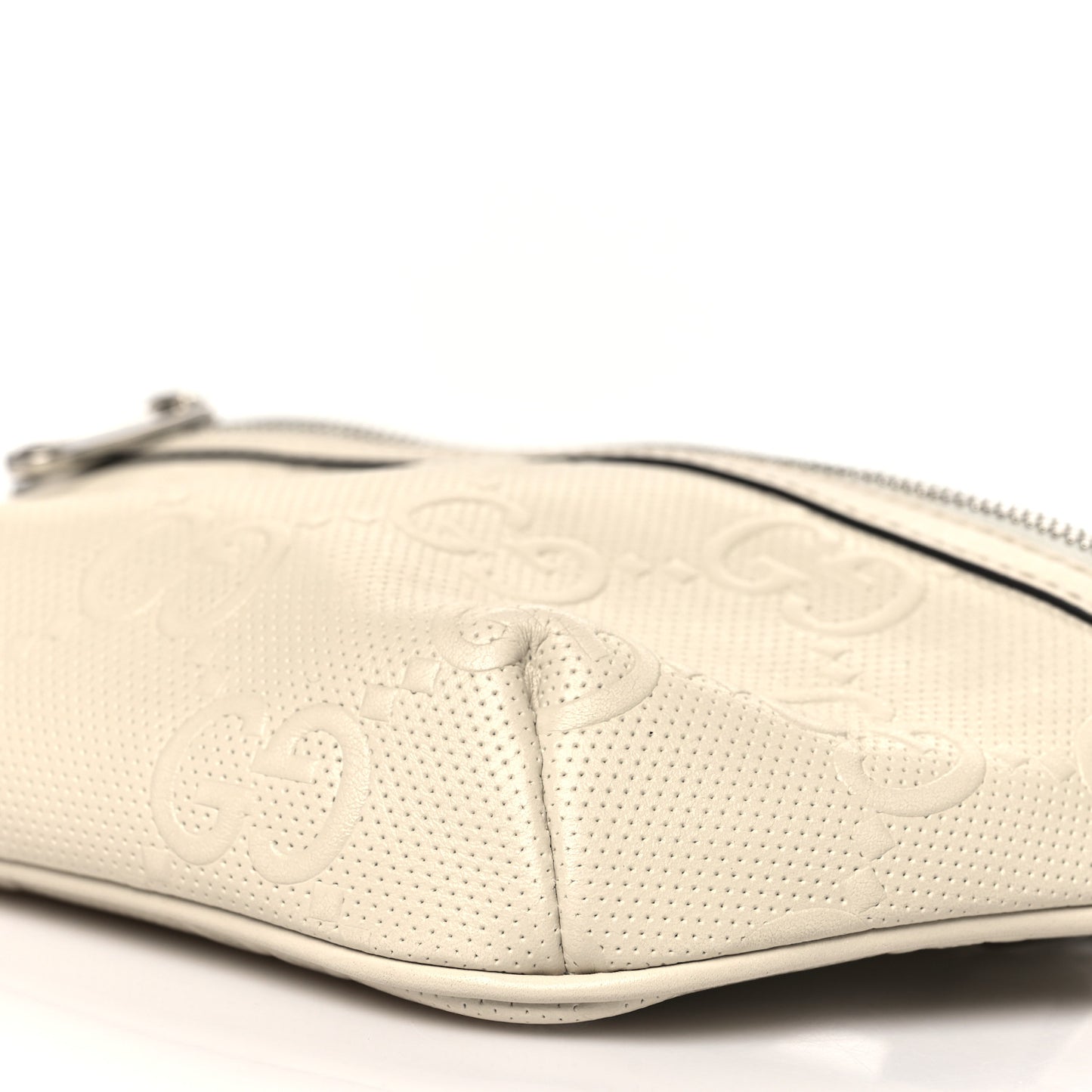 Calfskin GG Tennis Embossed Belt Bag Mystic White