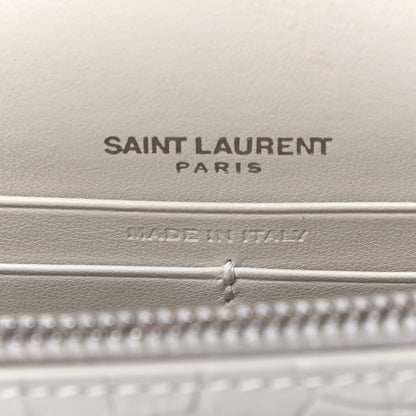 Saint Laurent Calfskin Crocodile Embossed Monogram Sunset Chain Wallet Crema Soft 5 of 7