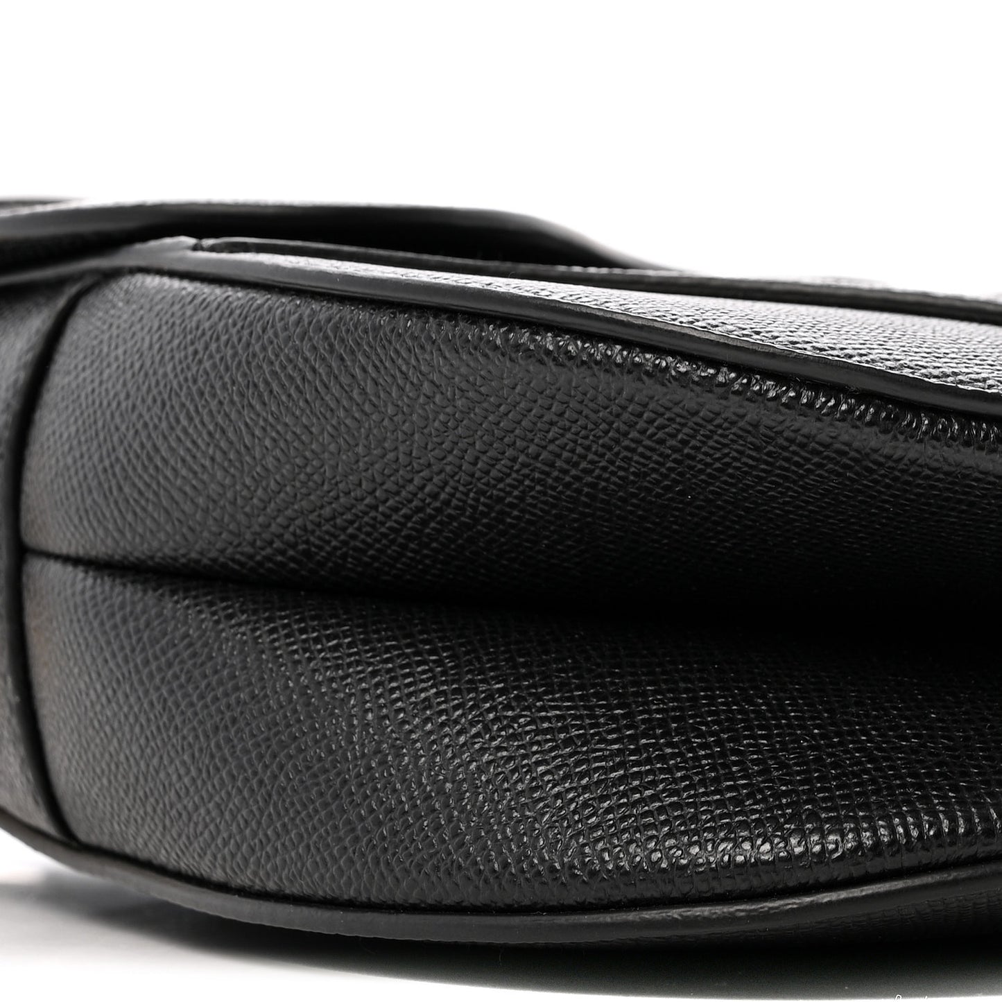 Grained Calfskin Saddle Bag With Strap Black