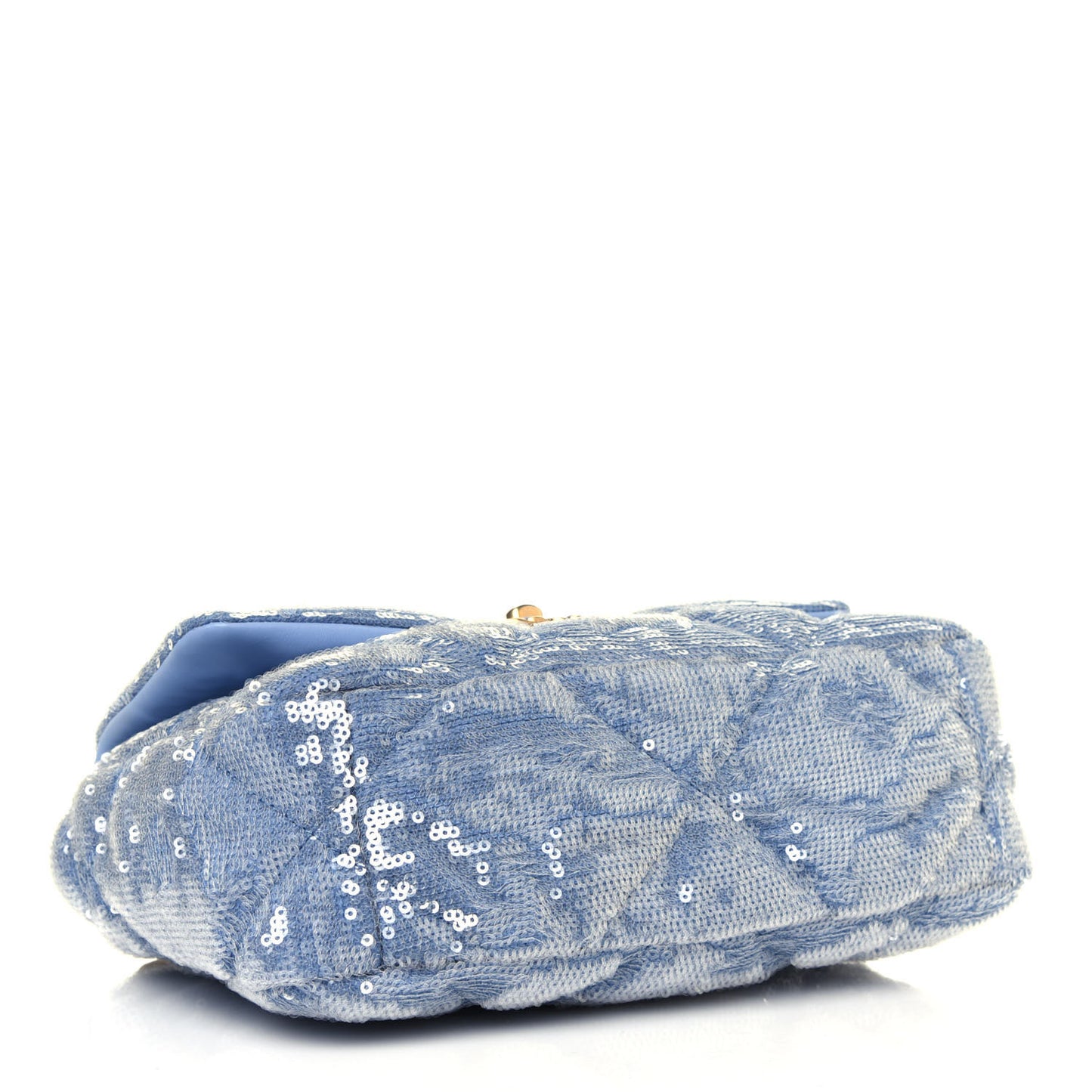 Sequin Quilted Medium Chanel 19 Flap Light Blue