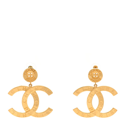 Chanel Metal Large Paris Button Earrings Gold 1 of 4