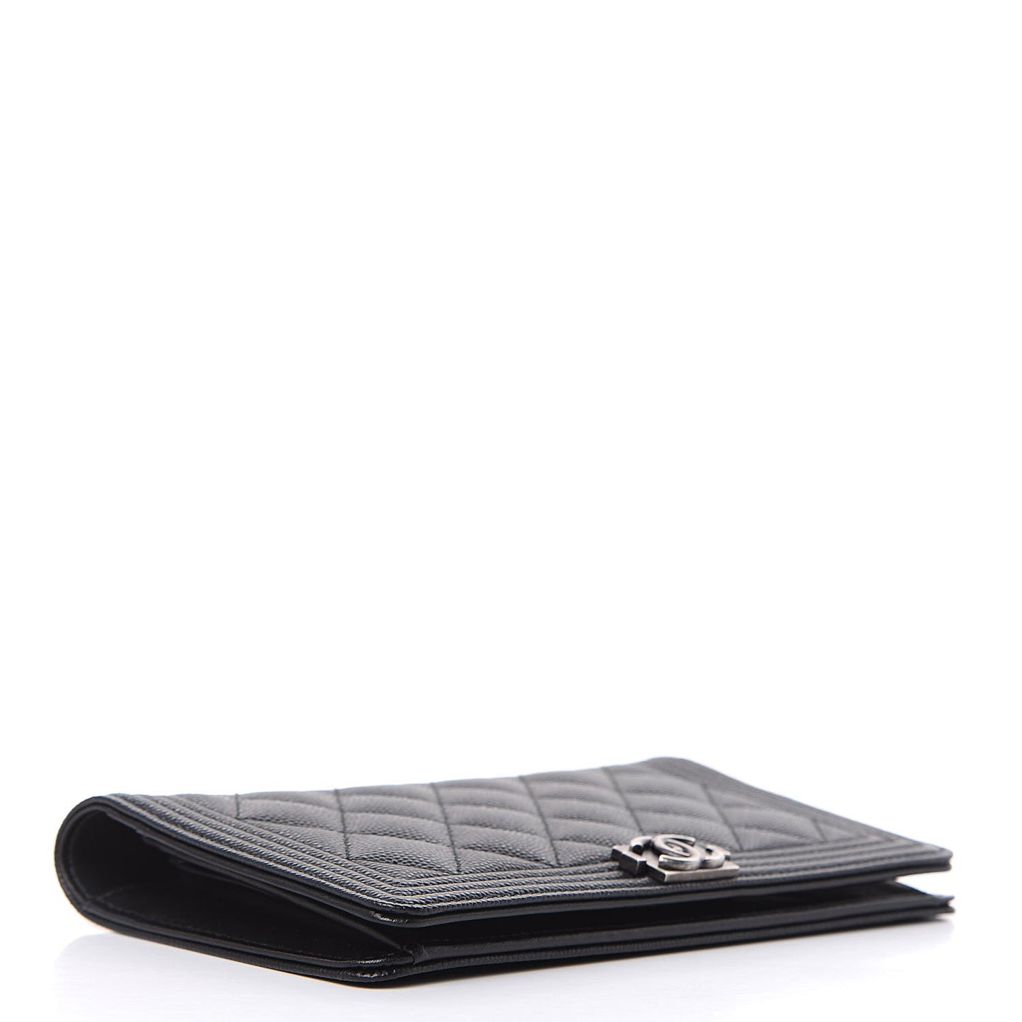 Caviar Quilted Boy Yen Wallet Black