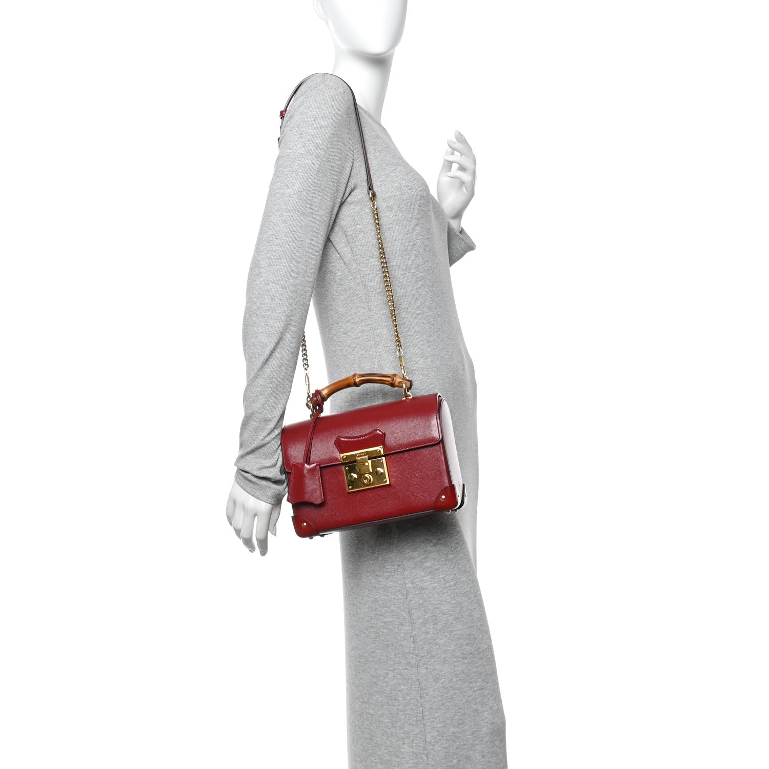 GUCCI バッグ Gucci Azalea Calfskin Small Padlock Bamboo Shoulder Bag Romantic