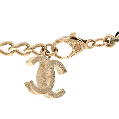 Chanel Crystal Pearl Lambskin CC Chain Choker Gold Black 5 of 6