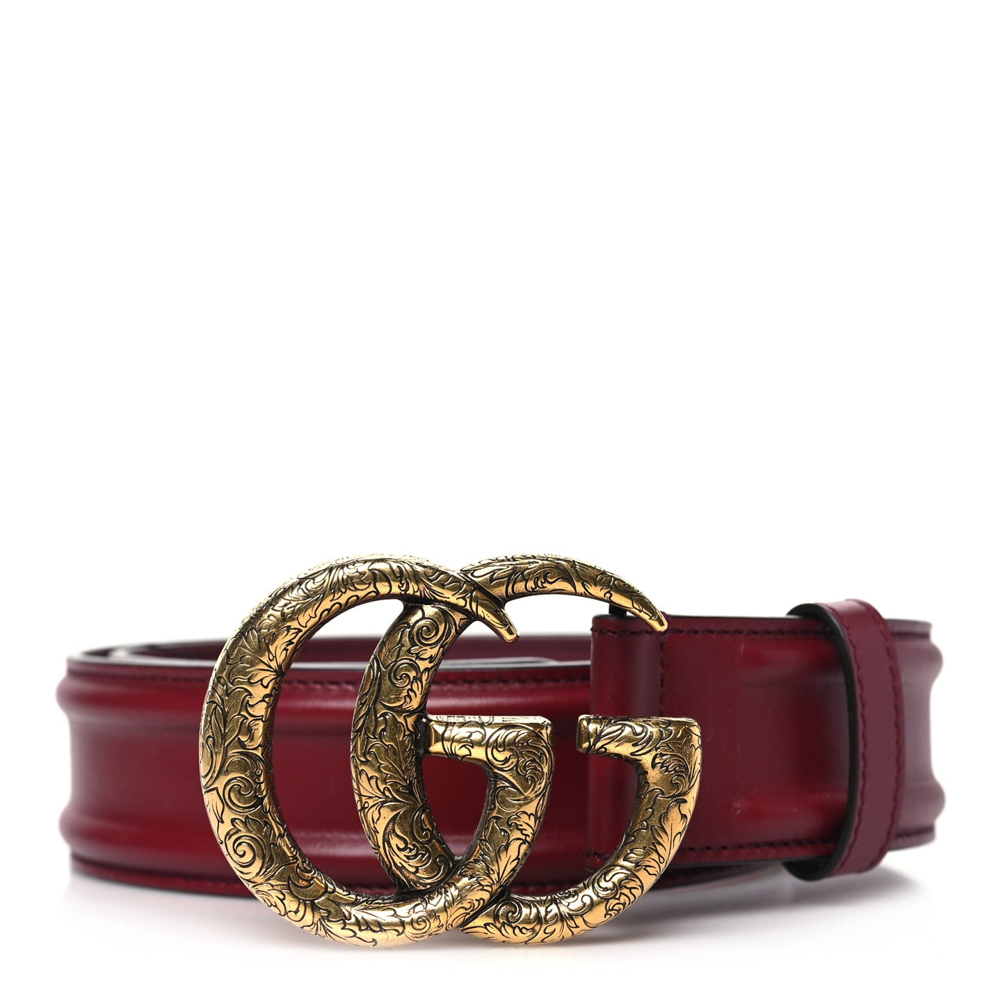 Ciny Lux Calfskin Patterned Double G 40mm Belt 75 30 Rubicund