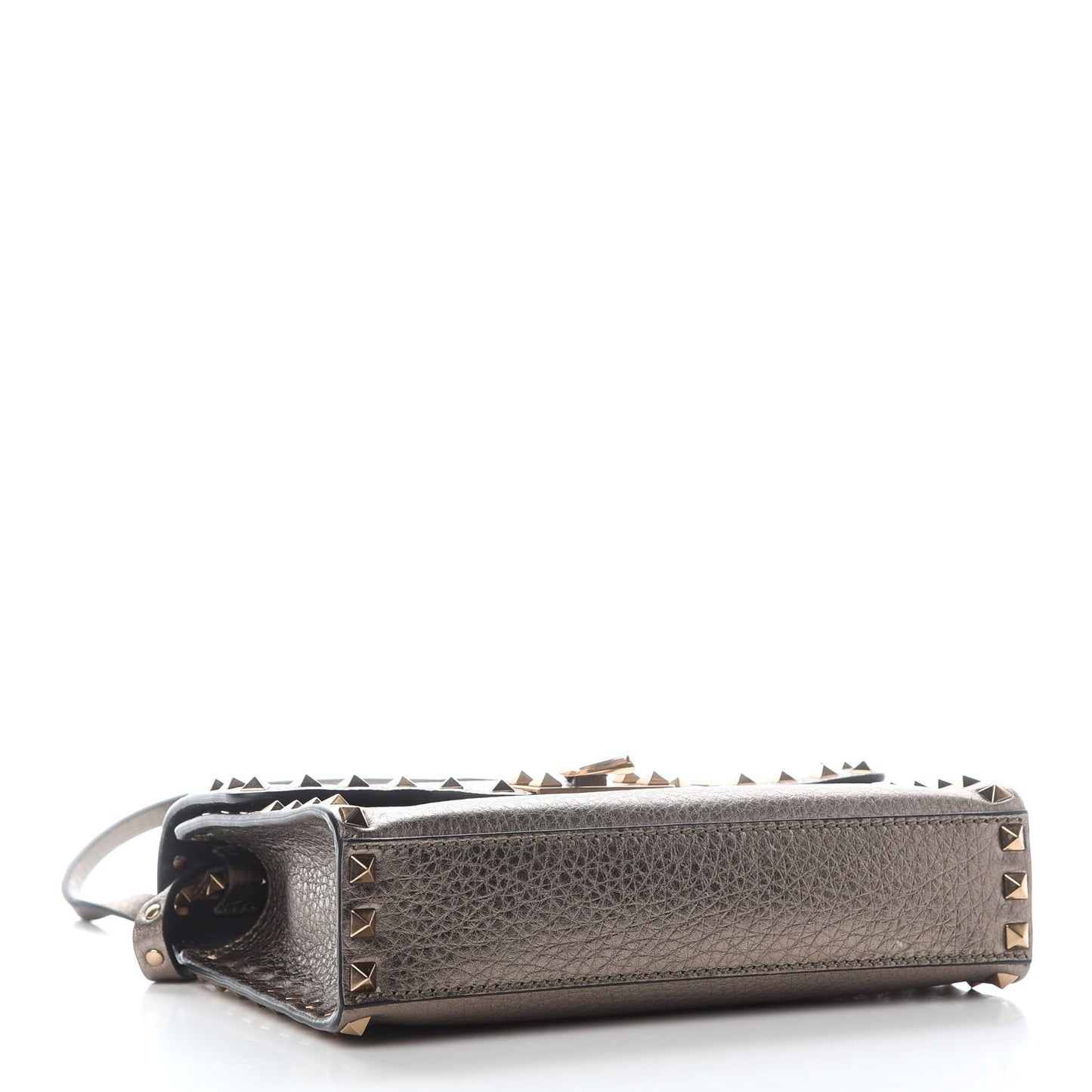 Metallic Pebbled Calfskin Medium Rockstud Flip Lock Crossbody Bag Sasso