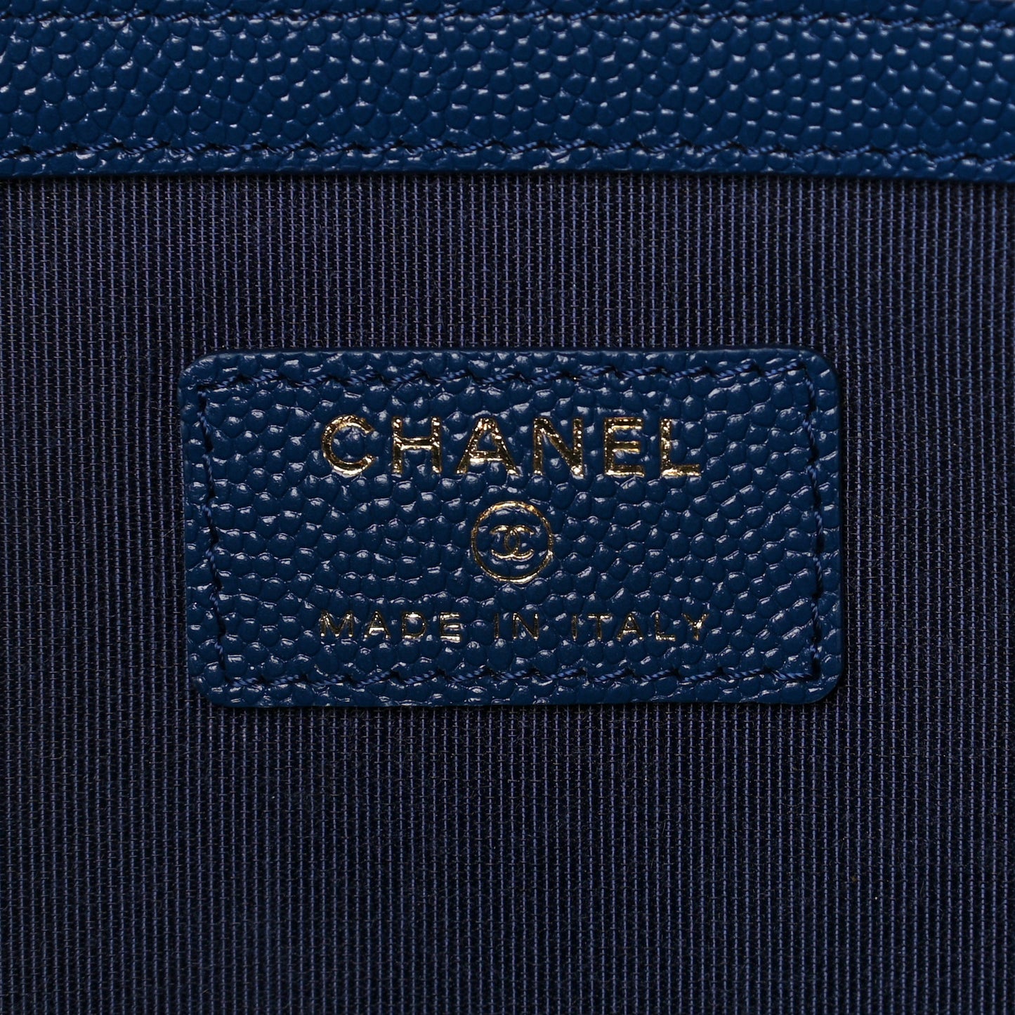 Caviar Quilted Large Cosmetic Case Navy