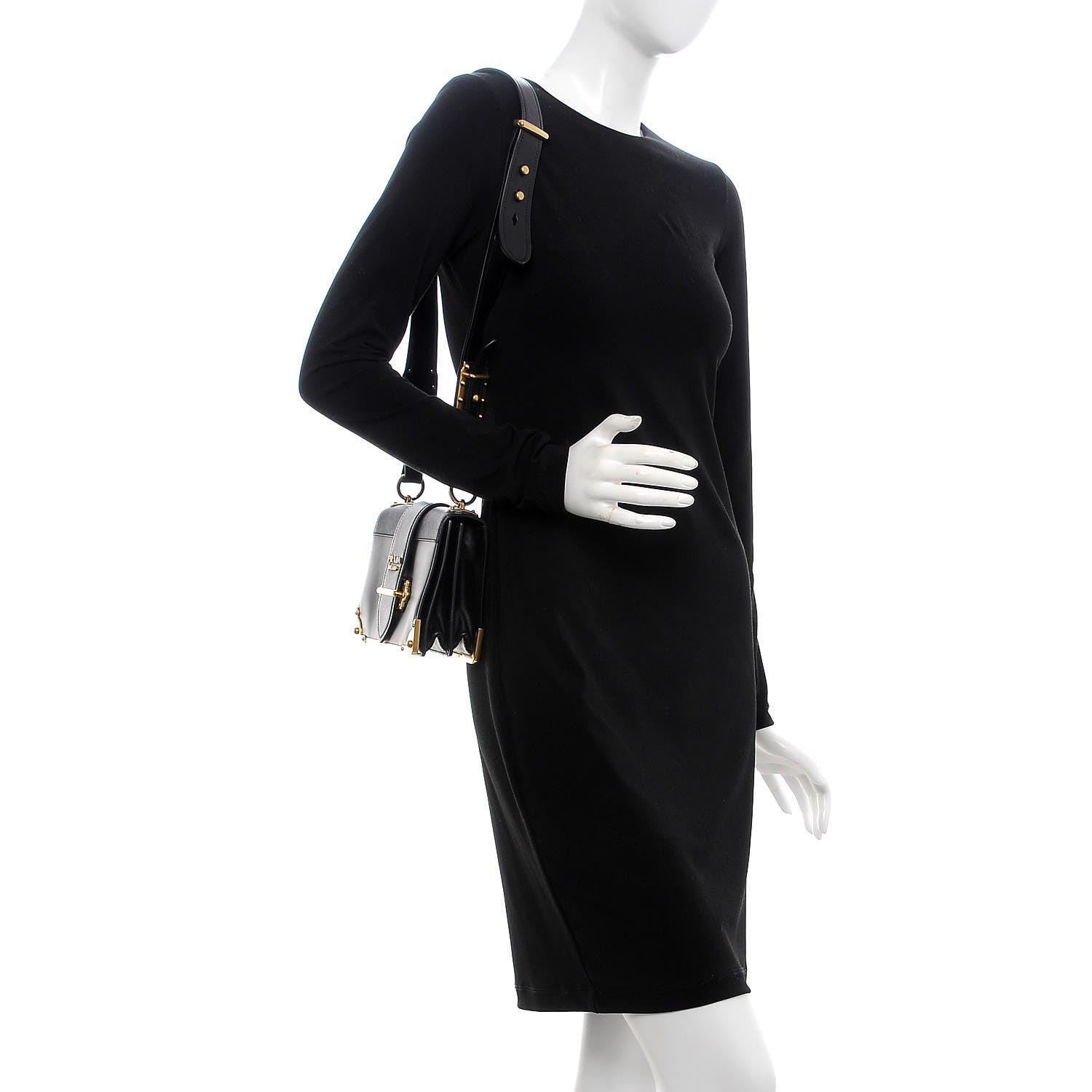 Prada City Calf Saffiano Cahier Bag Black 2 of 7